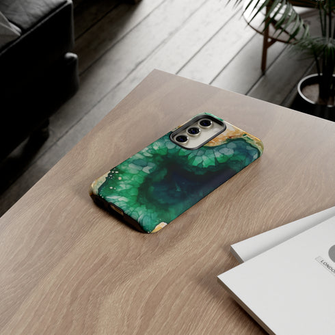 Green Geode in Watercolor - Impact Resistant Phone Case